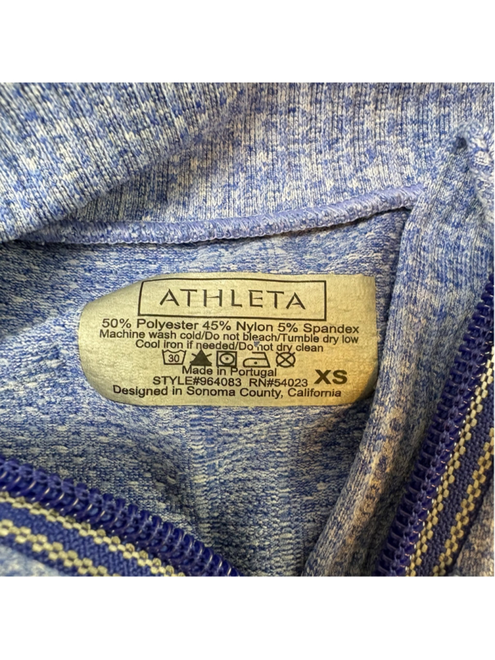 Athleta Top XS Blue White Quarter Zip Long Sleeve Running Athleisure Sporty Mint - Picture 3 of 14